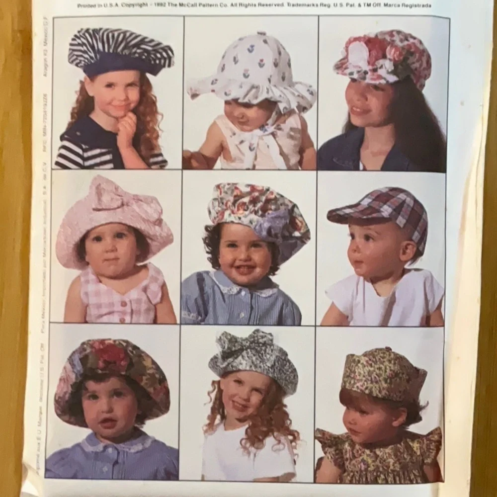 Vtg. McCall’s Crafts 6210 Pattern Infants-Children’s-Boys’ and Girls Hat Package